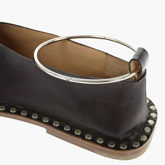 Jil Sander Brown Studded Ballet Flats With Anklet - Picture 4 of 14